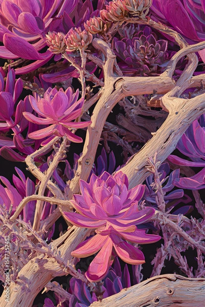 Obraz Symphony of Succulent Survival in Abstract Xerophyte Landscape