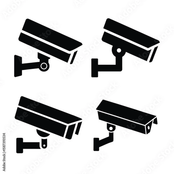 Obraz security camera icon silhouette in angled flat st