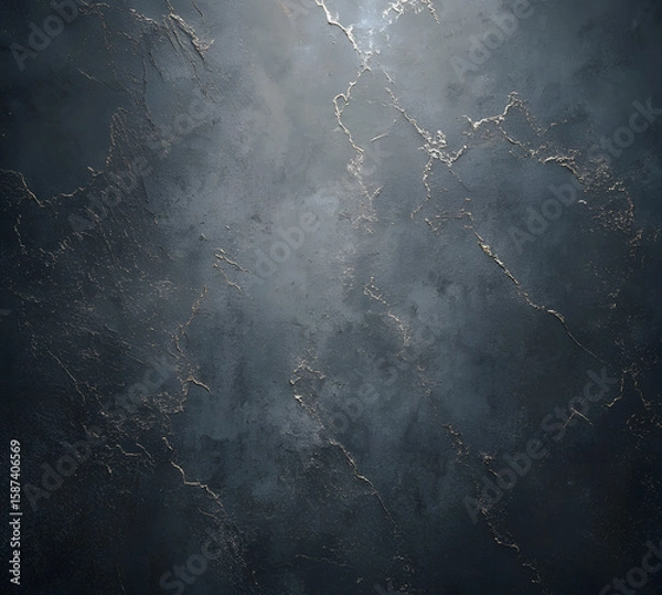 Fototapeta Dark textured background with subtle golden veins illuminated by soft light