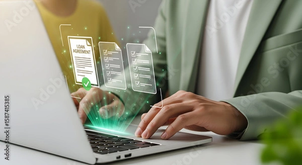 Fototapeta Digital Loan Agreement Process Streamlining Loan Documentation Efficiently