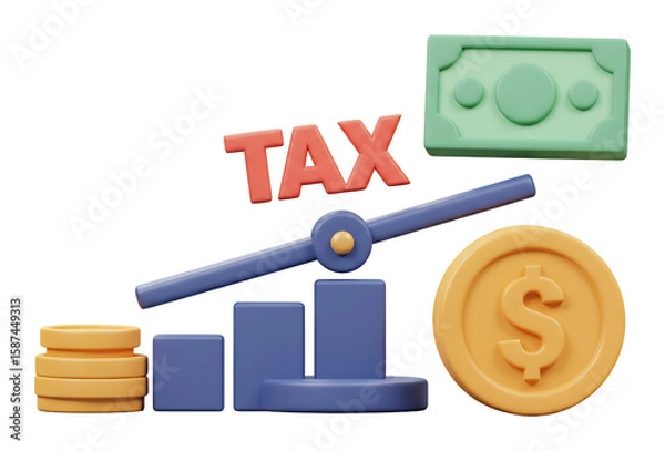 Fototapeta 増加する税金とコインのバランス