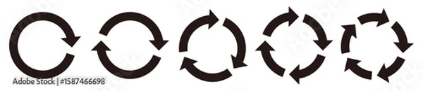 Fototapeta シンプルな 回転する矢印（サイクル矢印）のセット1　黒