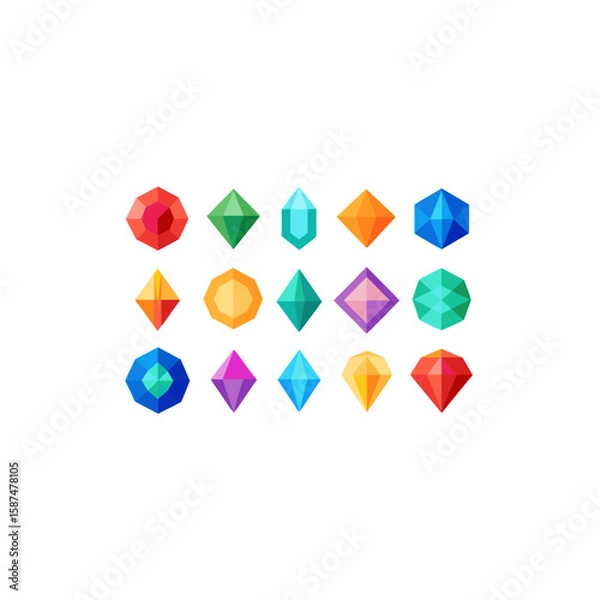 Obraz  different crystal gem icons set 