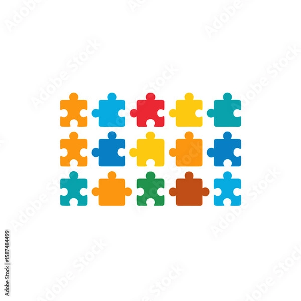 Fototapeta  different puzzle piece icons set 