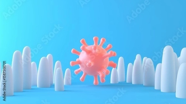 Fototapeta Glowing dormant herpes simplex virus particle found in neurodegenerative diseases and head injury environments