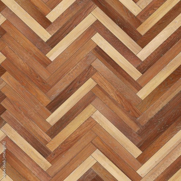 Fototapeta Seamless wood parquet texture (herringbone various)