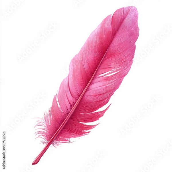 Obraz pink feather on white background. Generative AI