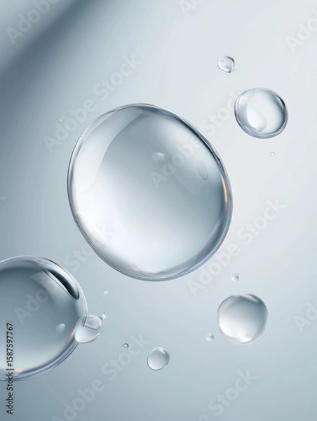 Fototapeta water drops on blue background. Generative AI