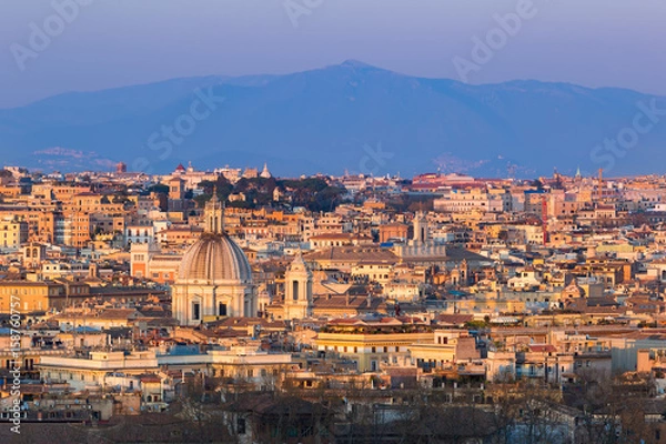 Obraz Cityscape of Rome, Italy, at sunset in autumn, a view from the Gianicolo (Janiculum) hill