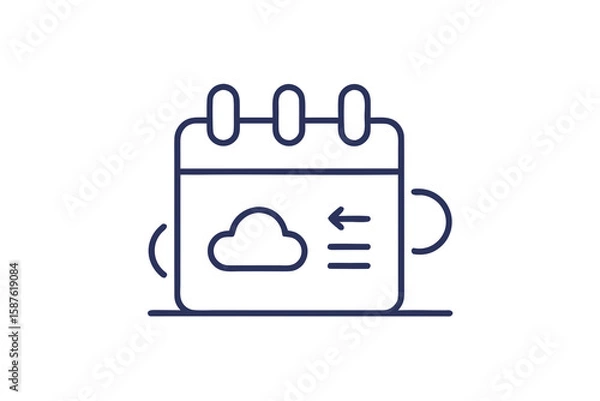 Fototapeta calendar cloud simple thin line icon art