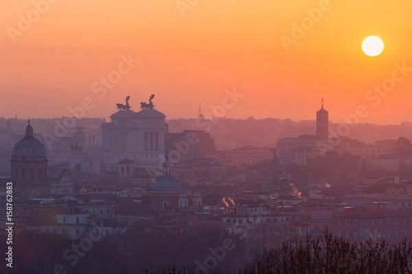 Obraz Cityscape of Rome, Italy, at sunset in autumn, a view from the Gianicolo (Janiculum) hill