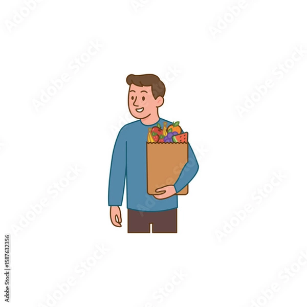 Obraz Man Making Smart Fruit Decisions