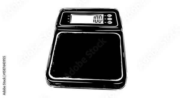 Fototapeta Digital scale tool icon set. Brush stroke weight measure for metric object. Weight tool balance sketch zero design. Vector illustration