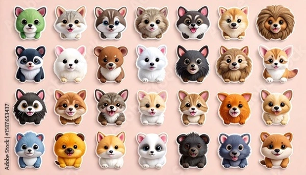 Obraz Cute cartoon animal faces