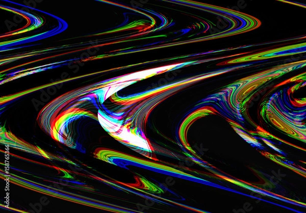 Fototapeta Glitch psychedelic background. Old TV screen error. Digital pixel noise abstract design. Photo glitch. Television signal fail. Technical problem grunge wallpaper. Colorful noise