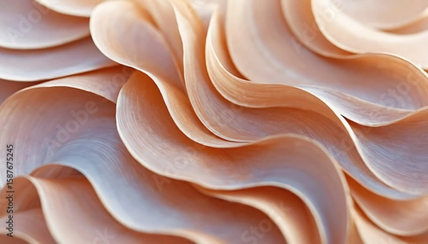 Fototapeta Rose-pink pasta shells with delicate ruffled edges, like silken petals, are arranged in a romantic, abstract, close-up composition