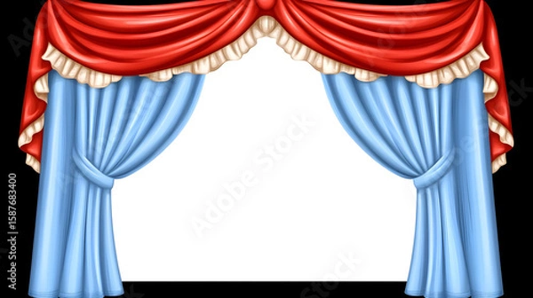 Obraz red curtain with a white background