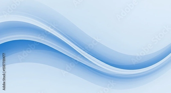 Fototapeta Abstract flowing pastel waves in soft blue shades creating a soothing, elegant, and modern artistic background, perfect for digital design, branding, wallpapers, posters, or web visuals
