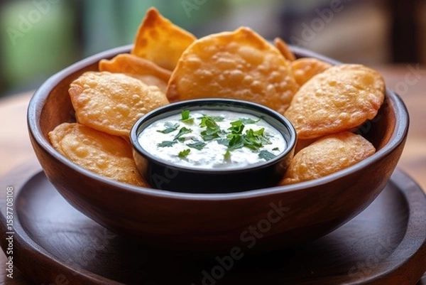 Fototapeta Colorful snacks in bowl with sauce