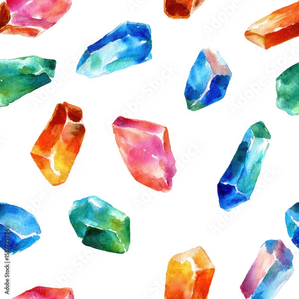 Fototapeta colorful gemstones on white background