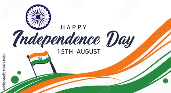 Fototapeta Indian Independence Day Celebration: Celebrating freedom, this graphic design commemorates Indian Independence Day on August 15th. It's a visual expression of pride, nationalism.