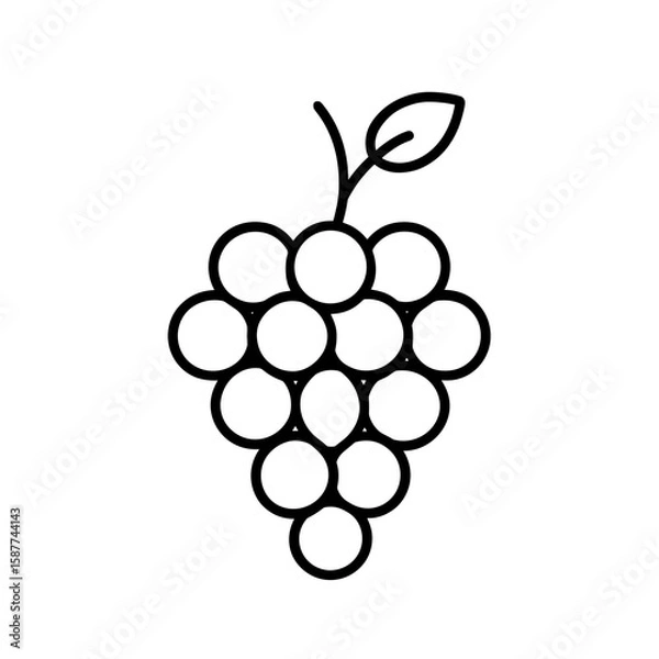 Fototapeta Cluster of grapes, symbolizing vineyard harvest – black fill