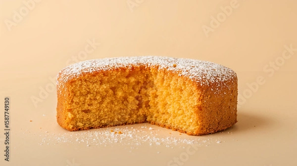 Fototapeta Close-up of orange lattice cake placed on a cake stand, light green background.