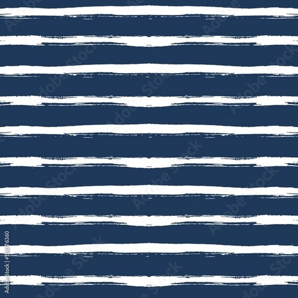 Fototapeta Hand drawn  white strips on dark blue. Seamless pattern. Vector.