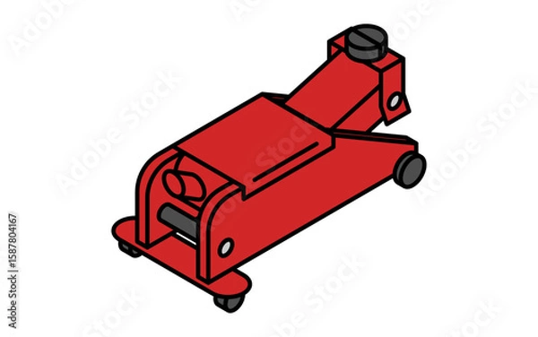 Fototapeta フロアジャッキ、シンプルでかわいいアイソメトリックの線画アイコン