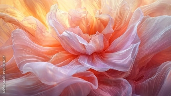 Obraz Delicate, flowing fabric in soft peach and blush tones, resembling a vibrant flower