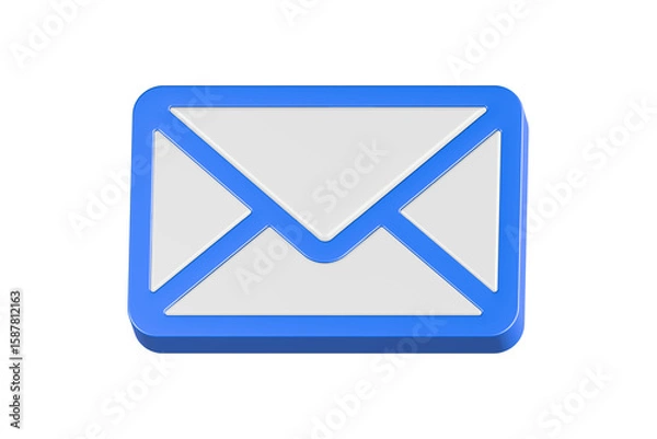 Fototapeta email send inbox 3d icon rendering blue color