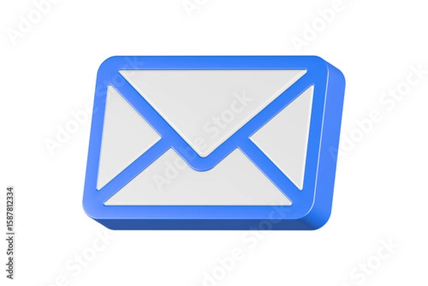 Fototapeta email send inbox 3d icon rendering blue color