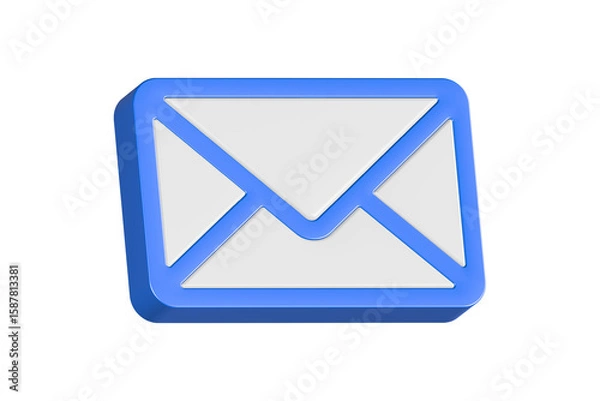 Fototapeta email send inbox 3d icon rendering blue color