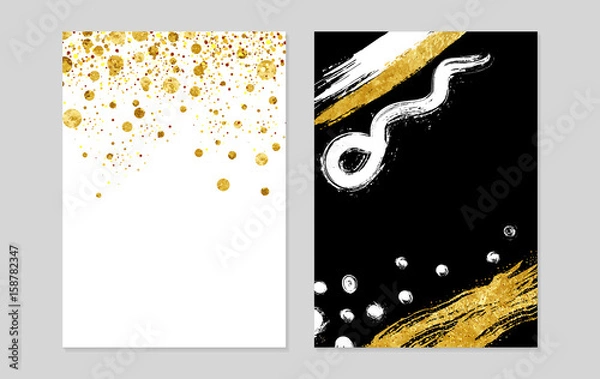 Obraz Gold Design Templates. Abstract luxury textures, grunge dirty brushes for trendy Backgrounds
