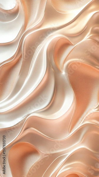 Fototapeta vertical composition of a radiant 3D metallic surface flowing