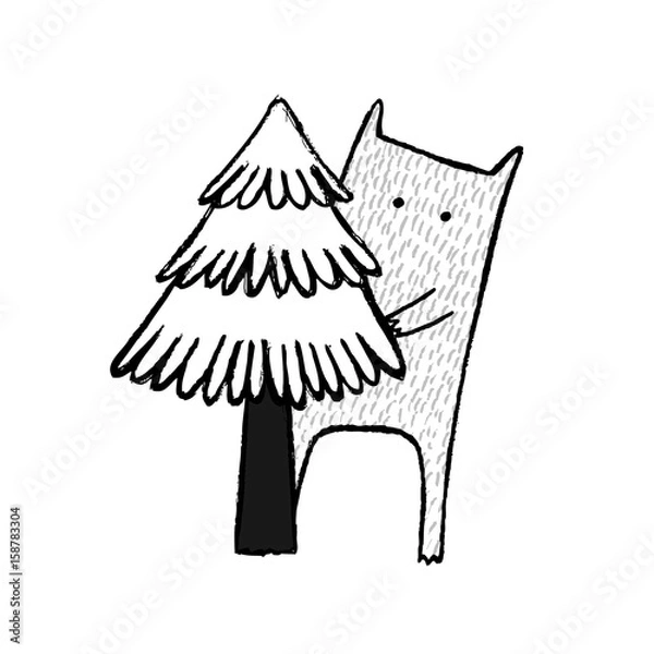 Obraz Scared Monster, hand drawn vector illustration