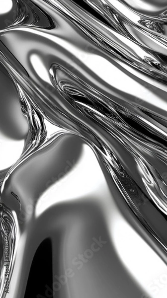 Fototapeta vertical composition of a seamless 3D metallic surface flowing