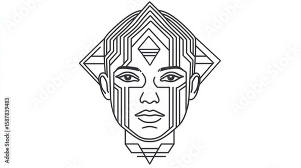 Fototapeta Abstract face design with geometric patterns