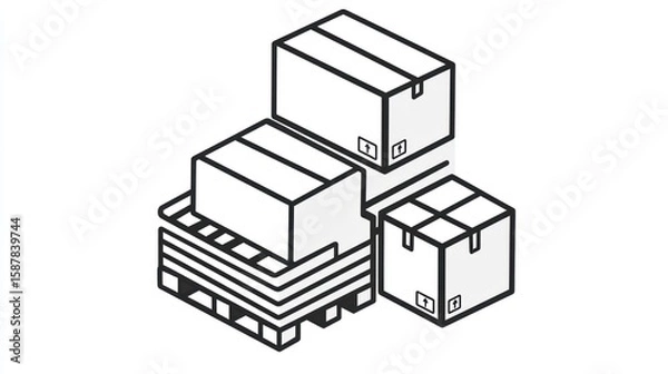 Fototapeta Stacked cardboard boxes on a pallet, representing shipping and logistics