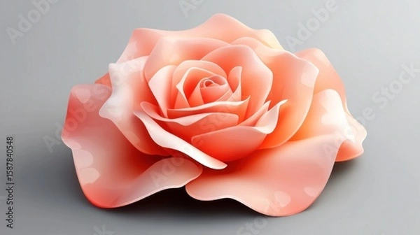Fototapeta Peach-colored rose with subtle heart patterns, digitally rendered