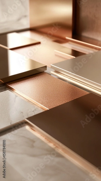 Fototapeta vertical composition of a sleek 3D metallic surface flowing
