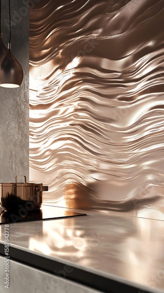 Fototapeta vertical composition of a sleek 3D metallic surface flowing