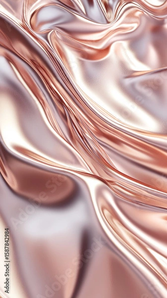 Fototapeta vertical composition of a smooth 3D metallic surface flowing