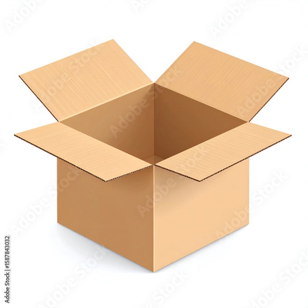 Fototapeta An open cardboard box, typically used for storage or shipping items.