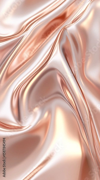 Fototapeta vertical composition of a smooth 3D metallic surface flowing