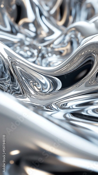 Fototapeta vertical composition of a stunning 3D metallic surface flowing