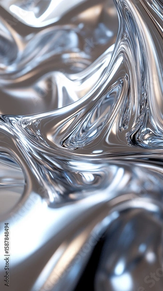 Fototapeta vertical composition of a stunning 3D metallic surface flowing