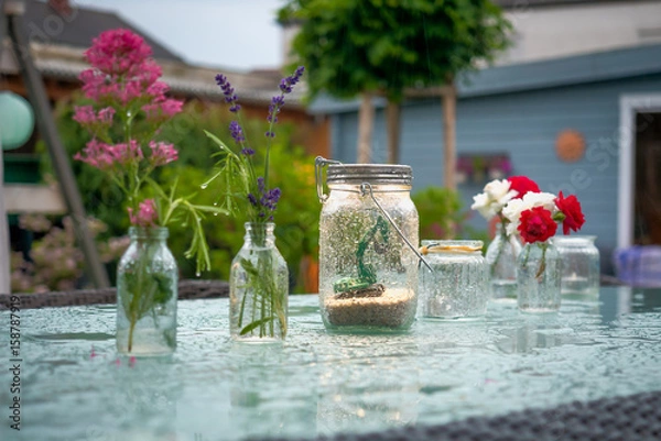 Fototapeta Decorated garden table