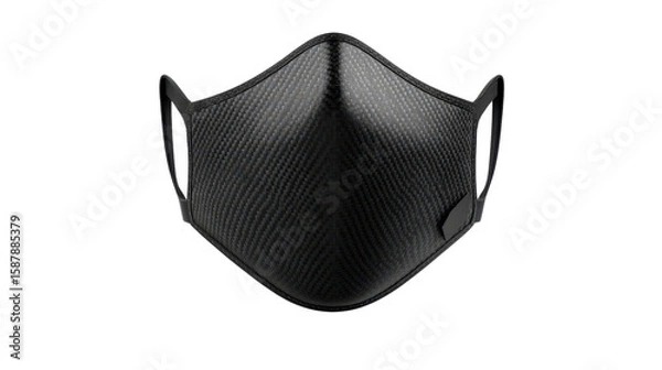 Fototapeta Black carbon mask with elastic ear loops background isolated on a Transparent background, PNG file.