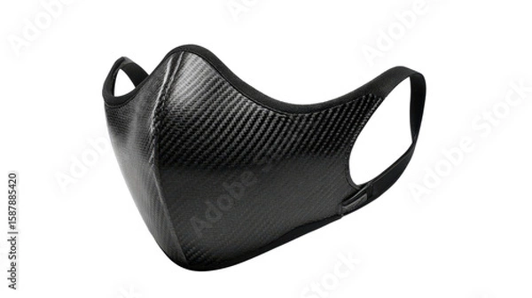 Fototapeta Black carbon mask with sleek modern design background isolated on a Transparent background, PNG file.